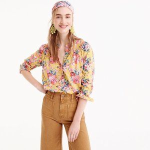 J. Crew Liberty Fabric Arts MAGICAL BOUQUET YELLOW floral ruffle popover shirt 0